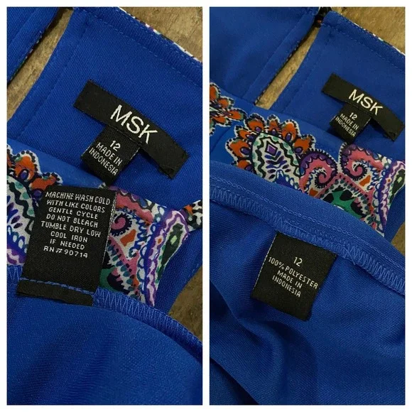 MSK Women's Size 12 Blue Paisley Print Sleeveless Casual Dress - Picture 8 of 9